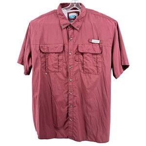 Magellan Outdoors Fishing Short Sleeve Shirt Mens 3XL Maroon Vented Relaxed Fit